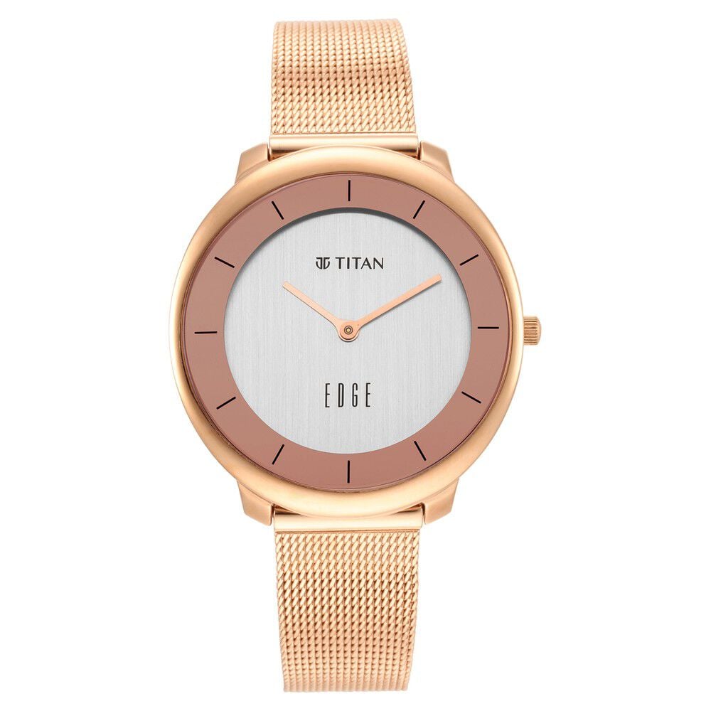Titan Edge Rose Gold Dial Analog Stainless Steel Strap watch for Women