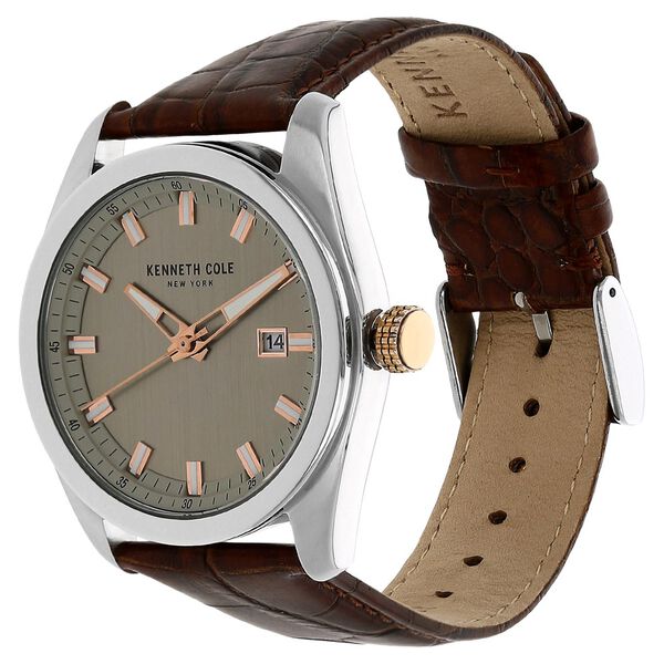 Kenneth Cole Quartz Analog Grey Dial Leather Strap Watch for Men - image number 1