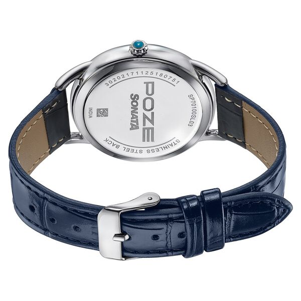 Northern Lights Inspired Poze By Sonata Quartz Analog Blue Dial Blue Leather Strap Watch - image number 6