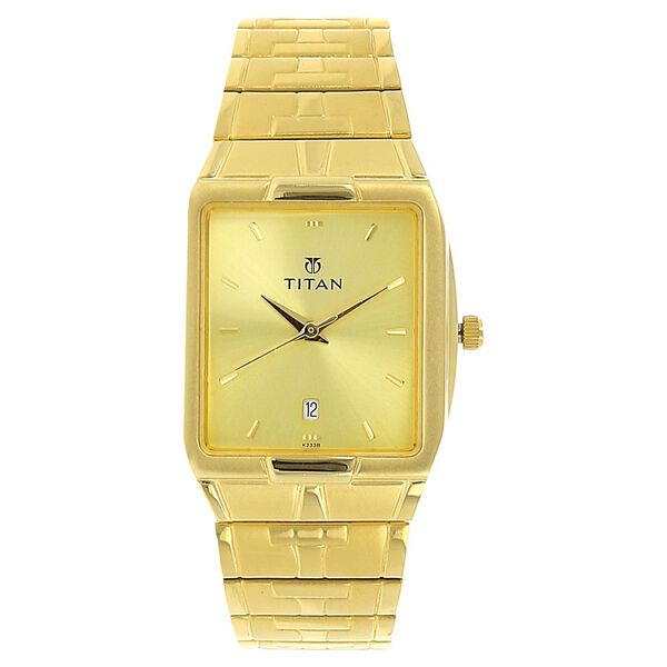 Titan Analog with Date Champagne Dial Metal Strap watch for Men - image number 0