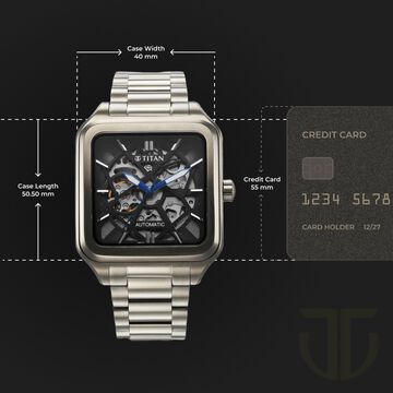 Titan Shaped Automatics Anthracite Dial Grey Stainless Steel Strap watch for Men