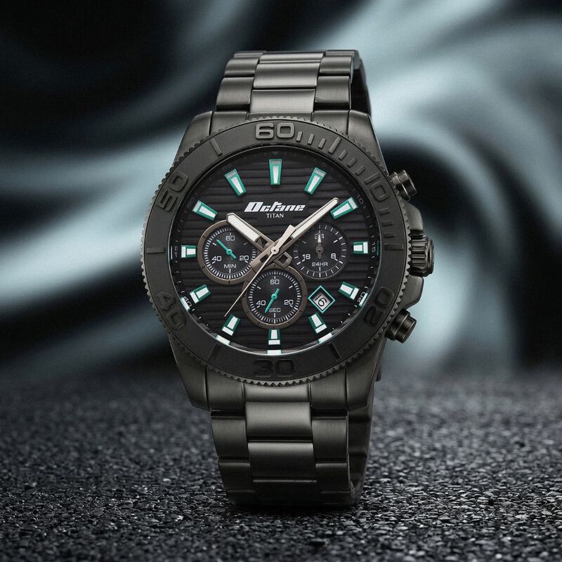 Octane Fashion Accendo Chronograph with Knurled Bezel & Lume Hands for Men