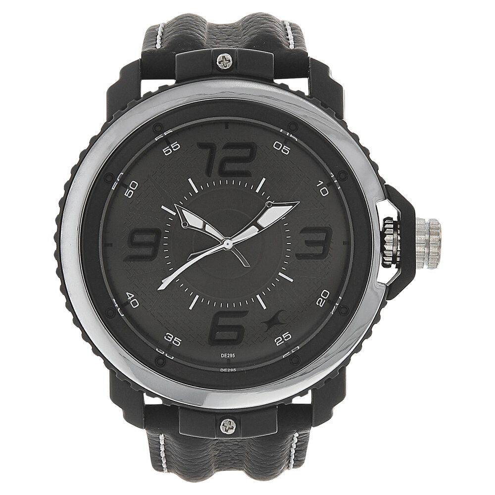 Buy Online Fastrack Quartz Analog Grey Dial Leather Strap Watch