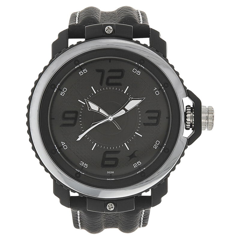 Fastrack Quartz Analog Grey Dial Leather Strap Watch for Guys