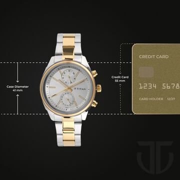 Titan Men's Metropolitan Luxe: Multifunction Silver Dial with Two-Tone Stainless Steel Bracelet Watch