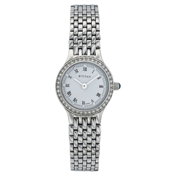 Titan Quartz Analog White Dial Stainless Steel Strap Watch for Women - image number 0