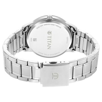 Titan Minimals Quartz Analog with Date Black Dial Silver Metal Strap Watch For Men