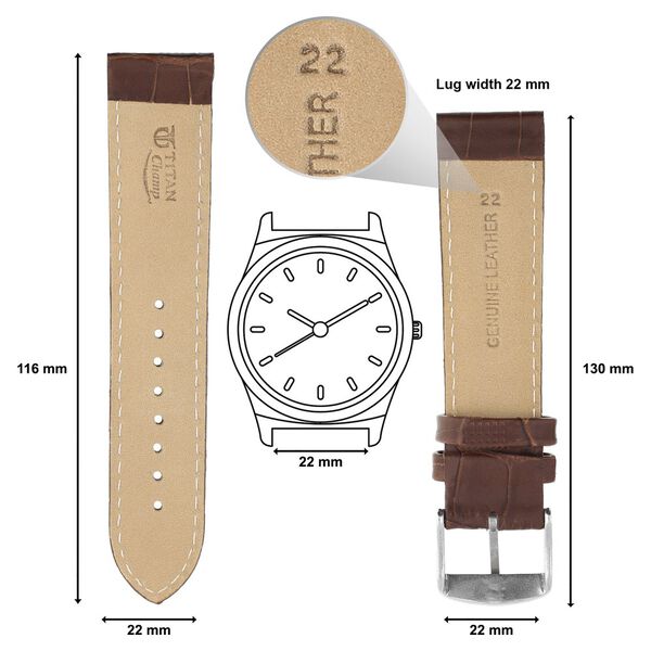 22 mm Brown Genuine Leather Straps for Men - image number 1