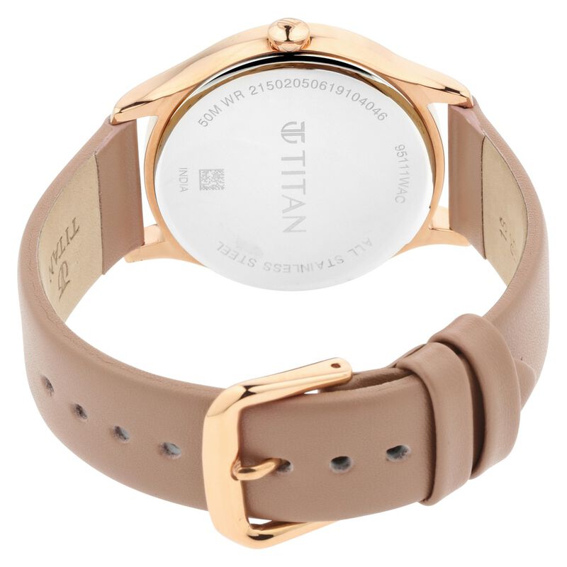 Titan Self Expression Rose Gold Dial Analog Leather Strap Watch for Women - image number 4