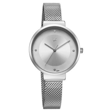 Fastrack Stunners X Quartz Analog Silver Dial Stainless Steel Strap Watch For Girls