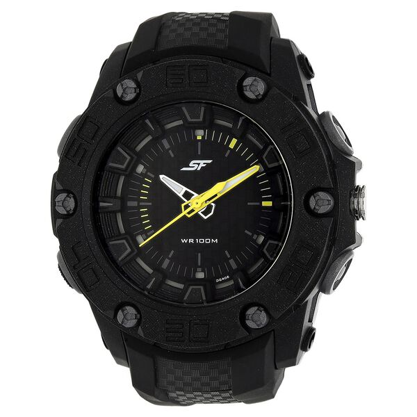 SF Quartz Analog Black Dial Plastic Strap Watch for Men - image number 0