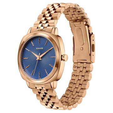 Sonata Vector Blue Dial Rose Gold-Tone Bracelet Watch for Men