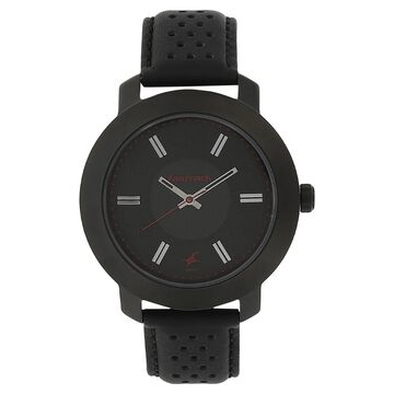 Fastrack Quartz Analog Black Dial Leather Strap Watch for Guys