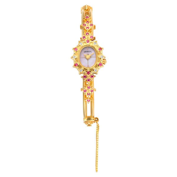 Nebula Quartz Analog Mother of Pearl Dial 18 Karat Gold Strap Watch for Women - image number 1