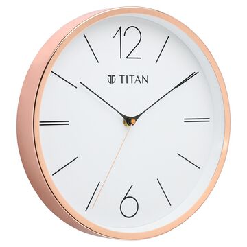 Titan Metallic Wall Clock White Dial Silent Sweep Technology with size 30 cm x 30 cm (Medium)