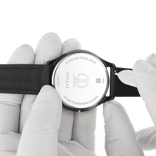 20 mm Black Genuine Leather Straps for Men - image number 5