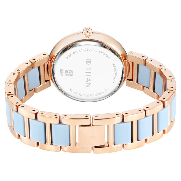 Titan Acetate Quartz Multifunction Mother Of Pearl Dial Two Toned Strap Watch for Women - image number 4
