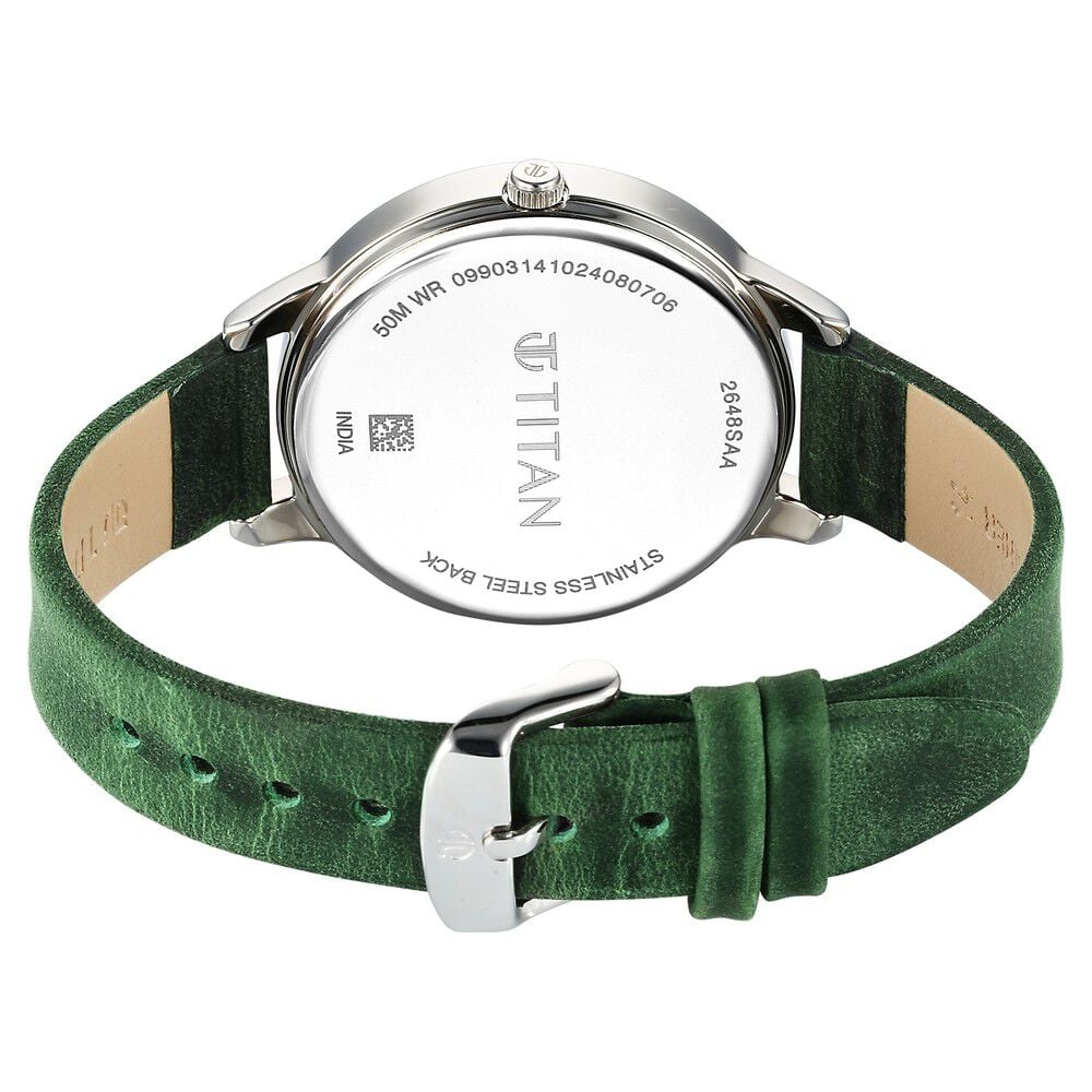 Buy Online Titan Neo Quartz Analog Green Dial Leather Strap Watch