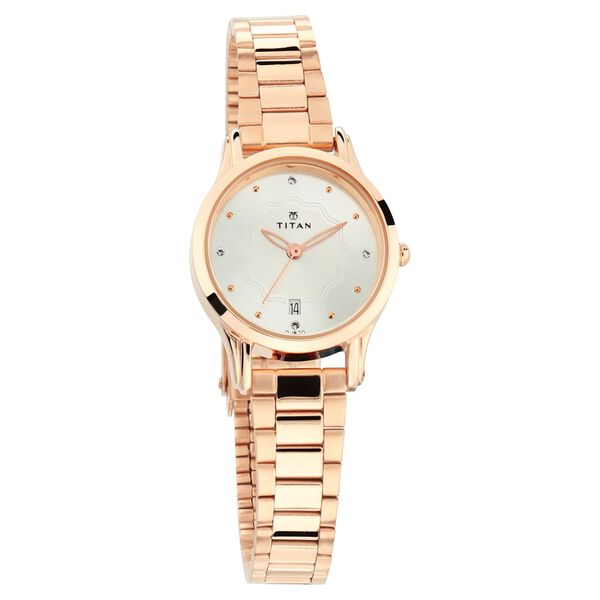 Titan Quartz Analog with Date Silver Dial Metal Strap Watch for Women - image number 1