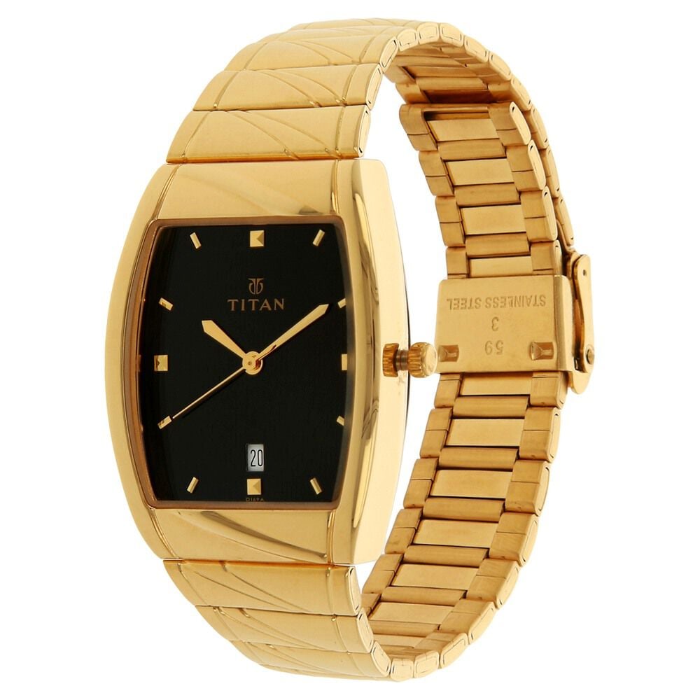 Buy Online Titan Quartz Analog with Date Black Dial Stainless