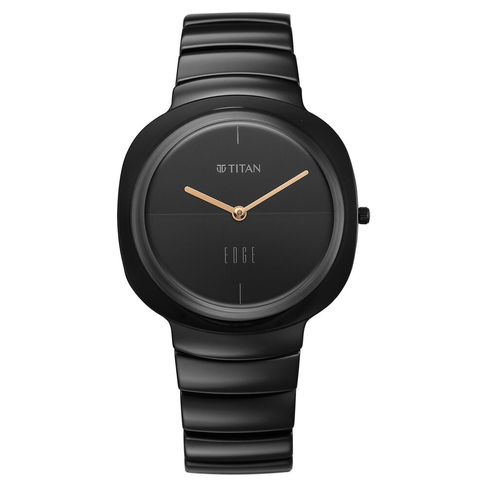 Titan Edge Squircle Quartz Analog Black Dial Ceramic Strap Watch For Women-image-34