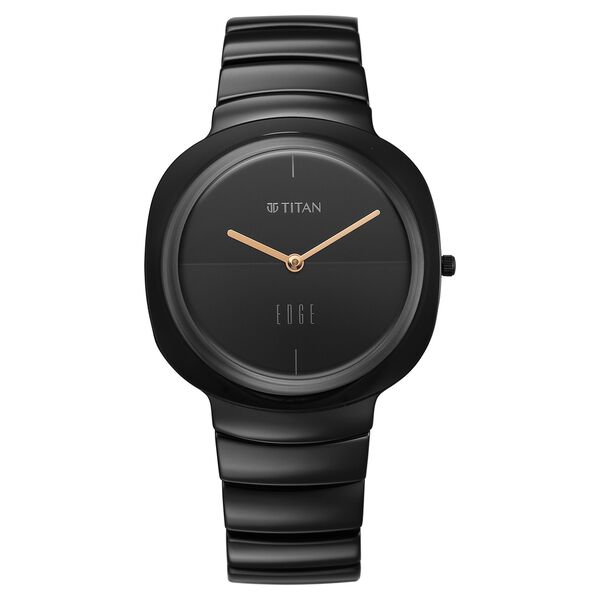 Titan Edge Squircle Quartz Analog Black Dial Ceramic Strap Watch For Women - image number 0