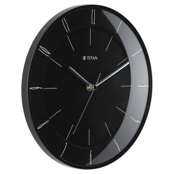 Titan Contemporary Black Wall Clock with Domed Glass - 27 cm x 27 cm (Small)