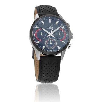 Xylys Quartz Multifunction Black Dial Leather Strap Watch for Men