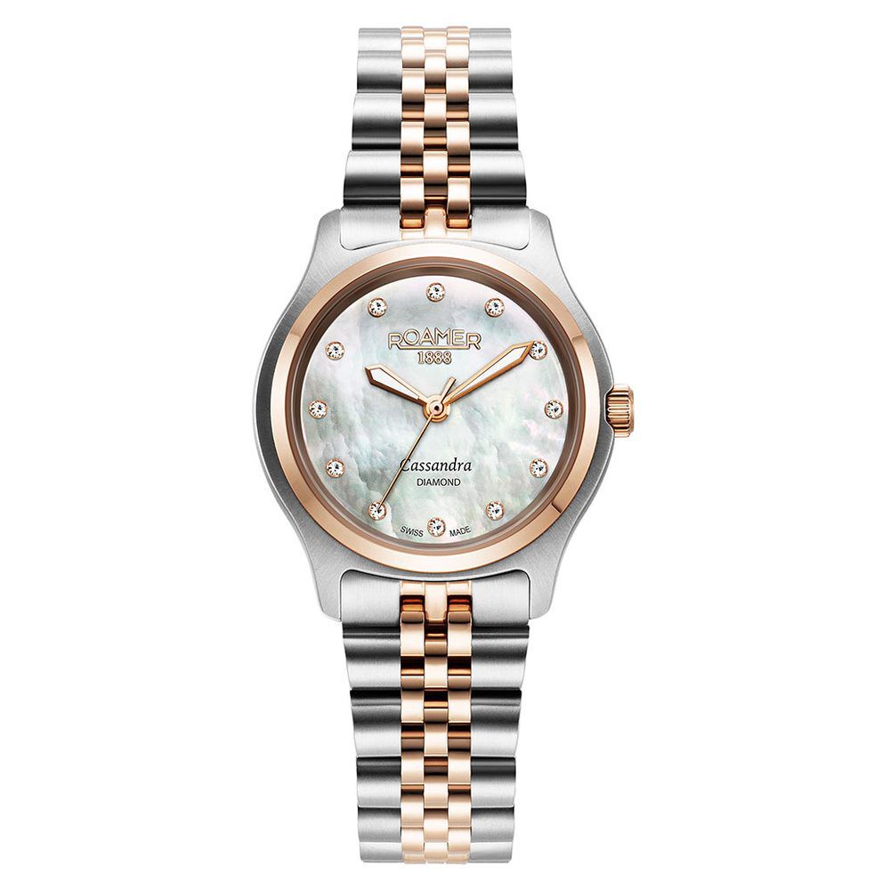 Roamer Cassandra Diamond Quartz Analog Mother of Pearl Dial Two Toned Stainless Steel Strap Watch For Women-picture-16