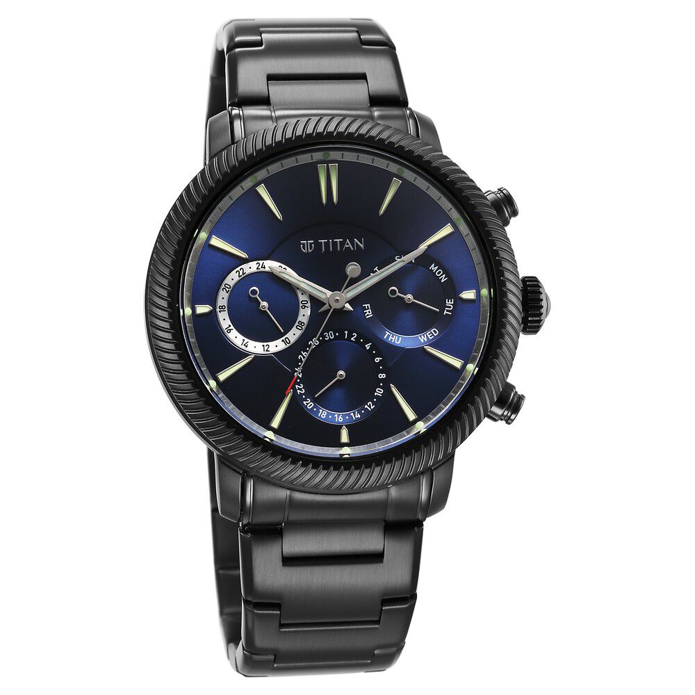 Titan black metal watches cheap for mens
