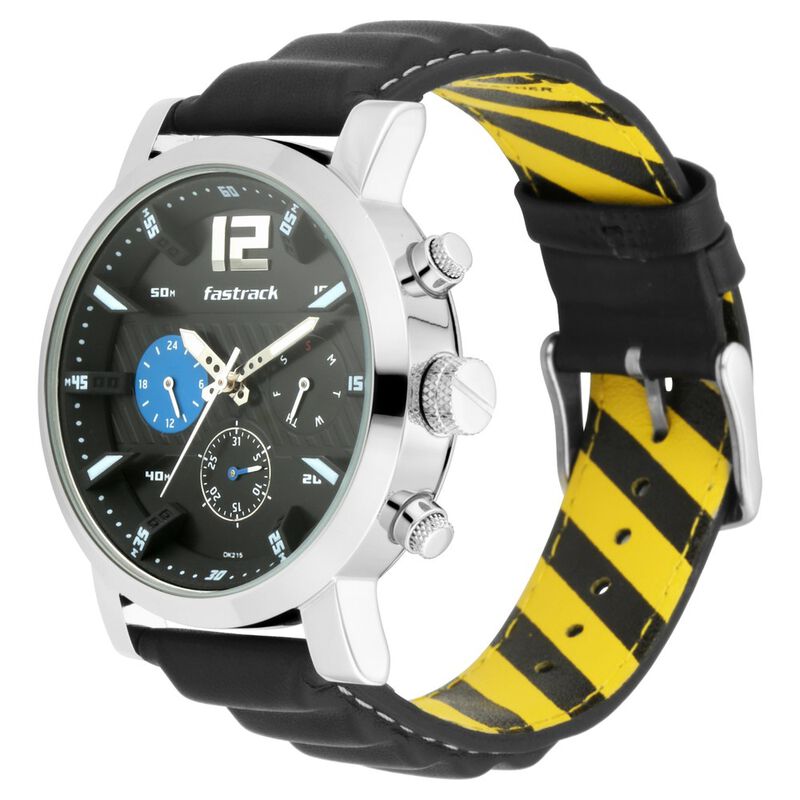 Fastrack Fastfit Quartz Multifunction Black Dial Leather Strap Watch for Guys - image number 3