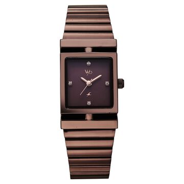 Vyb Showstopper By Fastrack Quartz Analog Brown Dial Brown Stainless Steel Strap Watch For Girls