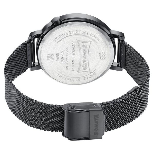 Sonata Elegent Essentials Quartz Analog Black Dial Stainless Steel Strap Watch For Women - image number 4