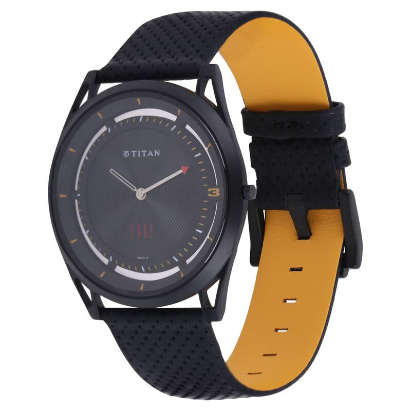 Titan Quartz Analog Black Dial Leather Strap Watch for Men - image number 1