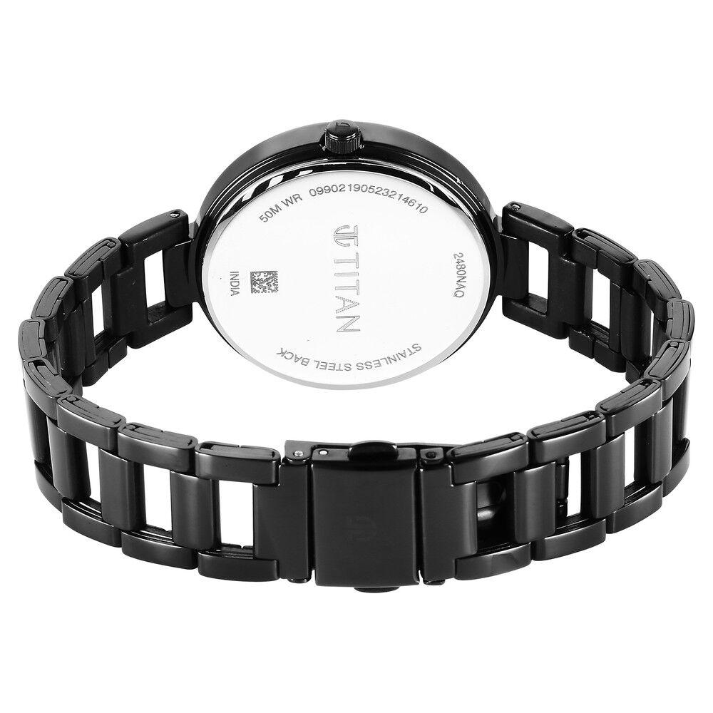 Buy Online Titan Workwear Quartz Analog Black Dial Black Stainless Steel Strap Watch for Women ns2480nm01 Titan