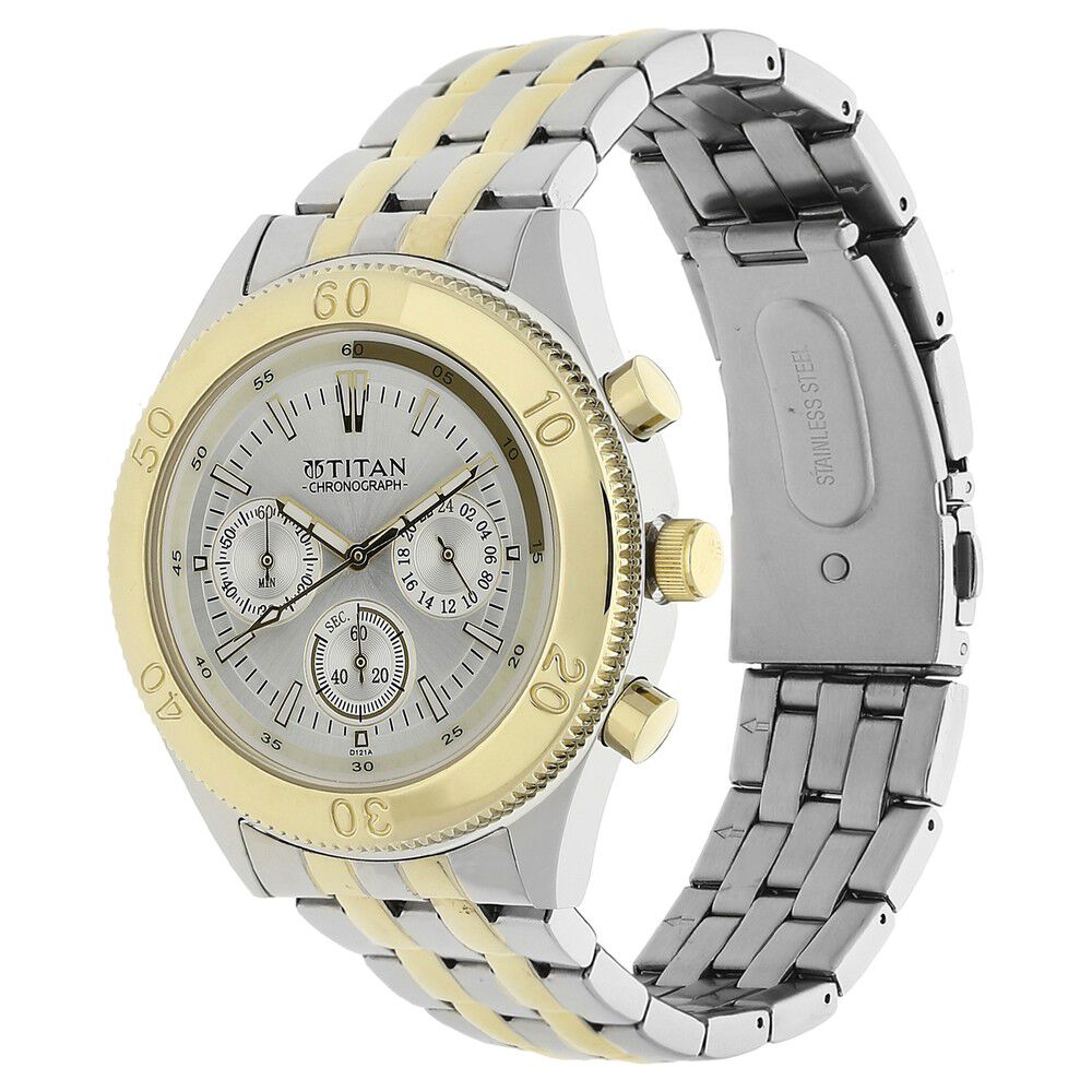 Titan silver chronograph watch outlet