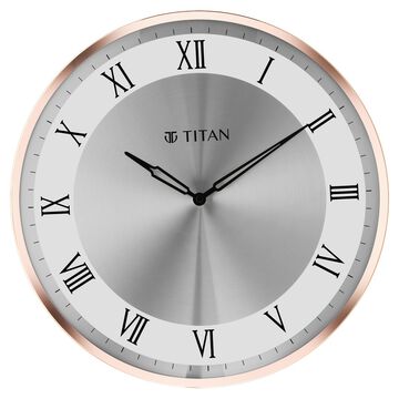 Titan Metallic Wall Clock White Dial with Silent Sweep Technology and Rose Gold Frame - 40.0 cm x 40.0 cm (Large)