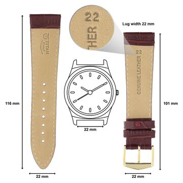 22 mm Burgundy Genuine Leather Straps for Men