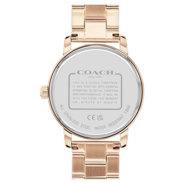 Coach Quartz Analog Rose Gold Dial Stainless Steel Strap Watch for Women