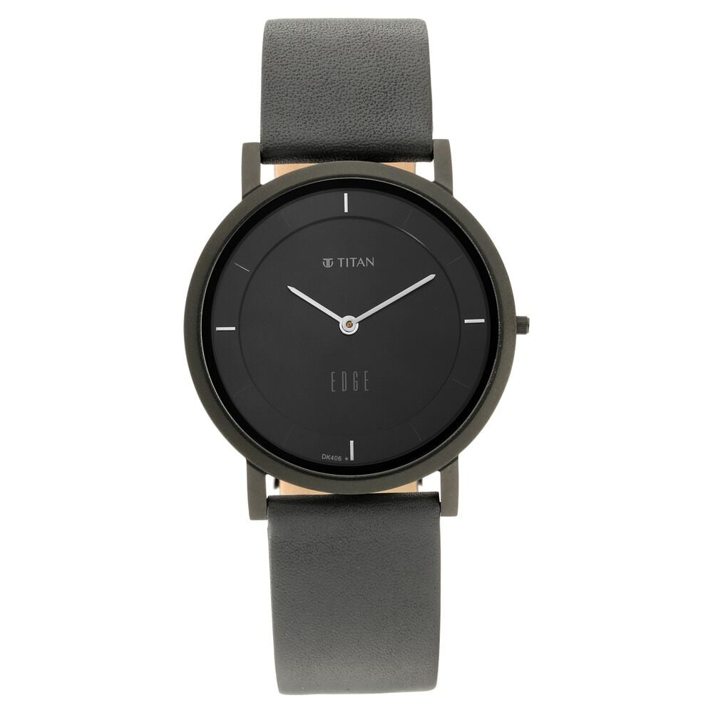 Buy Online Titan Edge Slim Leather Strap Black Dial Analog Watch for Men ns1595nl04 Titan