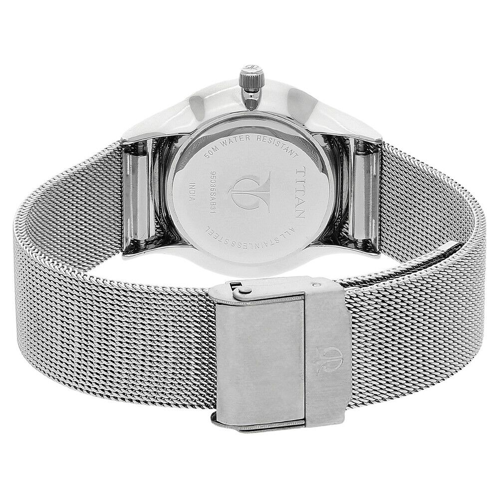 Buy Online Titan Quartz Analog Silver Dial Stainless Steel Strap