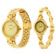 Sonata Quartz Analog Golden Dial Stainless Steel Strap Watch for Couple - image number 1