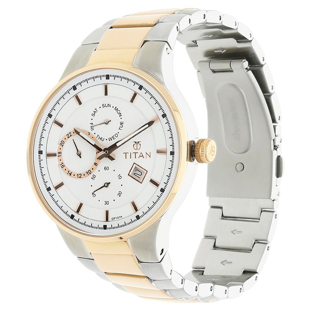 Buy Online Titan Quartz Multifunction White Dial Stainless Steel Strap Watch for Men nk9472km02 Titan