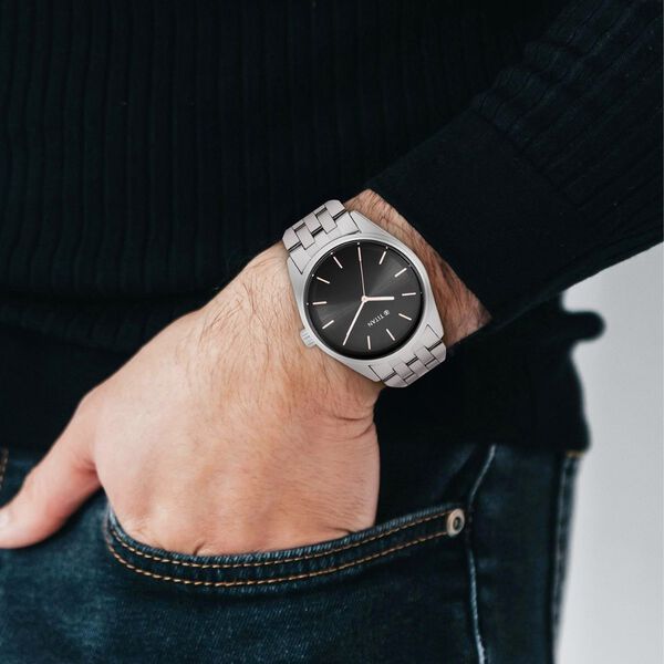 Titan Workwear Quartz Analog Black Dial Silver Stainless Steel Strap Watch For Men - image number 5