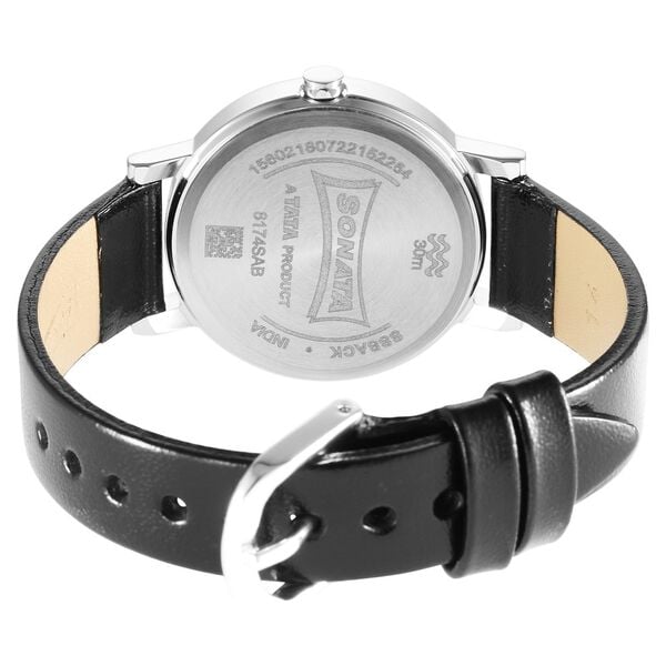 Ladies Essentials Silver Dial Leather Strap Watch for Women - image number 3