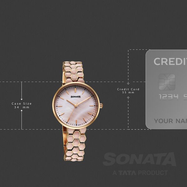 Sonata Festive Quartz Analog Pink Dial Metal & Enamel Strap Watch For Women - image number 3