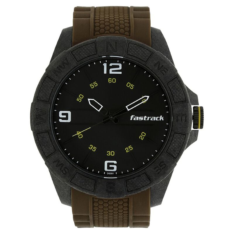 Fastrack Light Weight Quartz Analog Black Dial Silicone Strap Watch for Guys