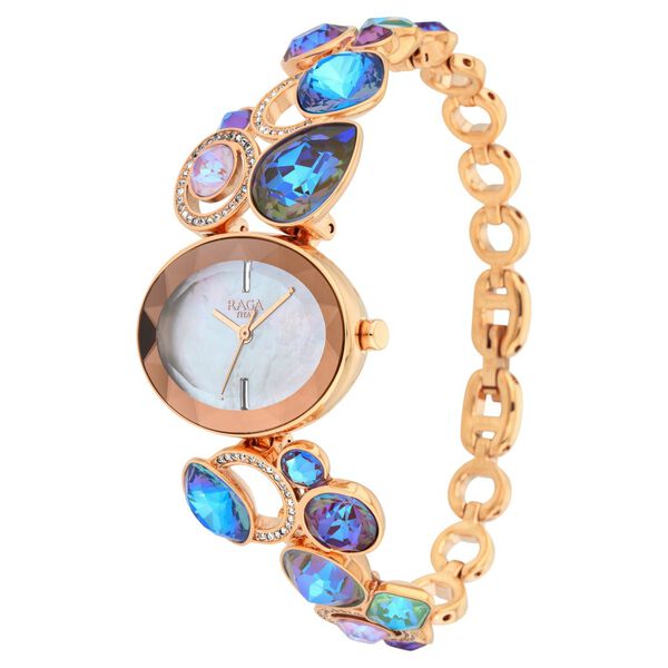 Titan Raga Moments Of Joy Quartz Analog Mother of Pearl Dial Rose Gold Metal Strap Watch For Women - image number 3