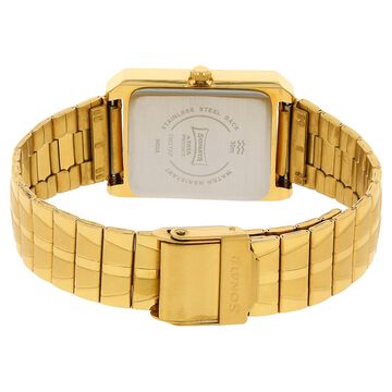 Sonata Quartz Analog Champagne Dial Stainless Steel Strap Watch for Men
