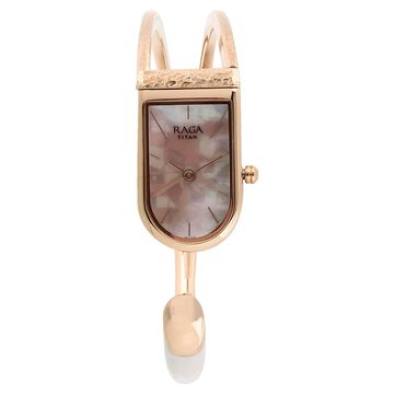 Titan Quartz Analog Mother Of Pearl Dial Watch for Women